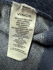 Vince Wool Cashmere Hoodie Men’s Medium Long Sleeve Hooded Sweater Blue EUC
