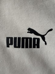 PUMA Long Sleeve Hoodie Sweatshirt Kangaroo Pocket Beige Logo Medium JBHS