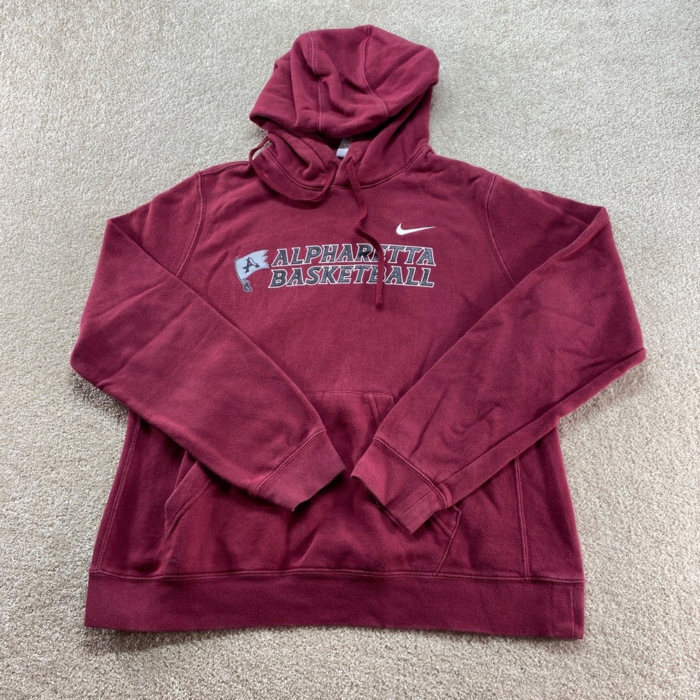 Nike Sweater Mens Size Large Alpharetta Basketball Hoodie Maroon Pullover