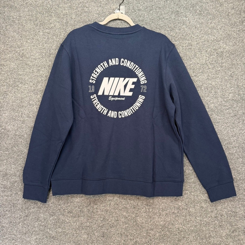 Nike Sweatshirt Men Large Navy Blue Strength & Conditioning Graphic Pullover NEW