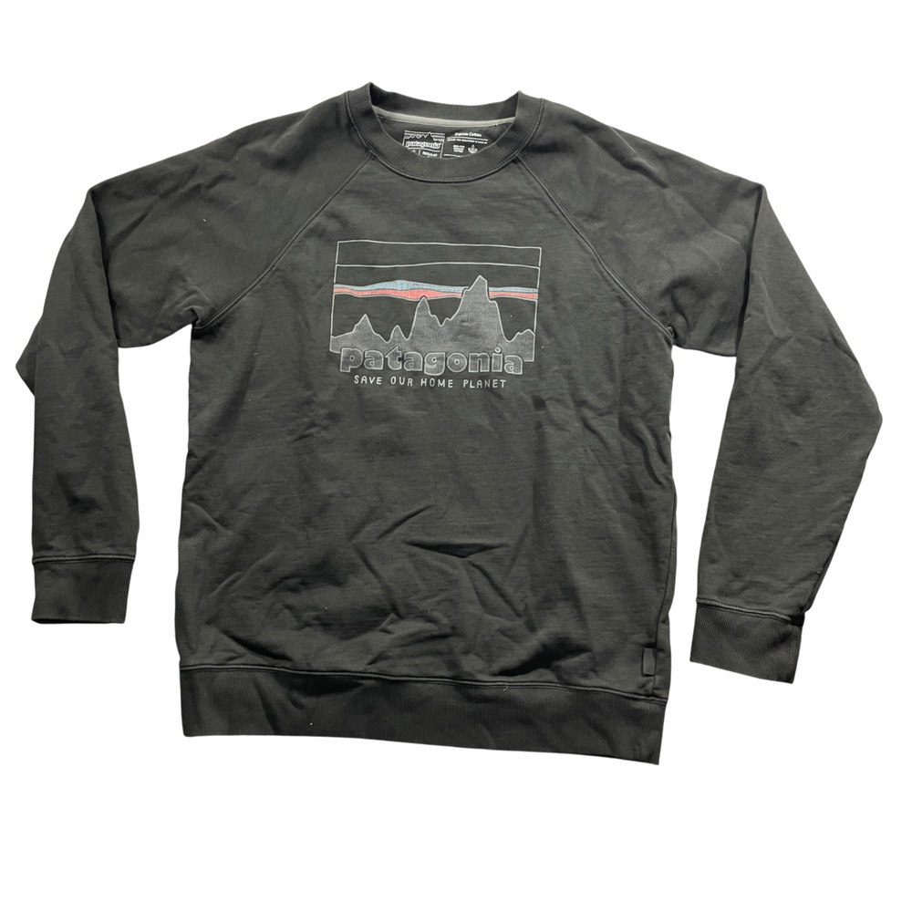 Patagonia Medium Regular Fit Sweatshirt Black Faded Look 100% Cotton
