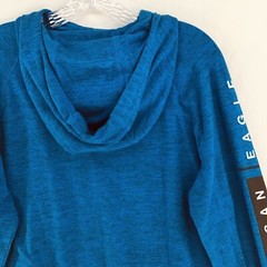 American Eagle Pullover Hoodie Men’s Med Heather Blue Gray Sweatshirt Spellout
