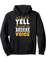1pc Men’S Casual Hoodie with “I Don’t Yell It Is Just My Teacher Voice” Print
