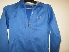 Under Armour Mens Hoodie Blue Gray Full Zip Up Zip Mobile Pocket Sz SM Pre Owned