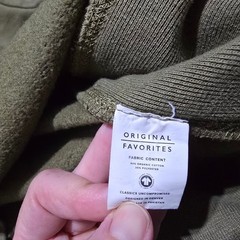 Original Favorites Verano Sweatshirt Mens XL Olive Green Organic Cotton Pullover