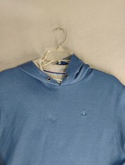 Champion Mens Sweatshirt Medium Blue Hooded Long Sleeve Knit Logo Pullover