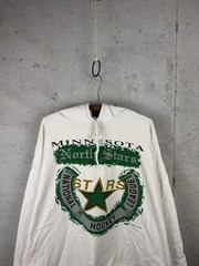 Vintage 1992 Minnesota North Stars NHL Jostens Cotton Cream Lightweight Hoodie L