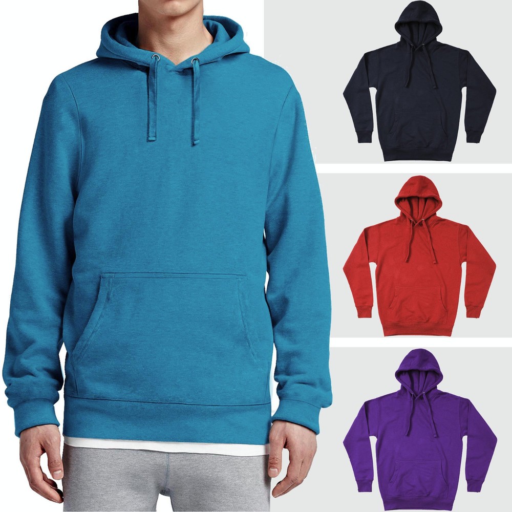 Mens Pullover Hoodie Sweatshirts Plain Hoodied T Shirts Solid Tee Casual Fashion