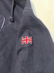 Zone One London England Embroidered Hoodie Sweatshirt Black Size Small Union Jac