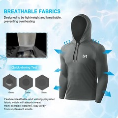 Men’s Athletic Shirt Workout Running Long/Short Sleeve Shirts Hoods Quick Cry