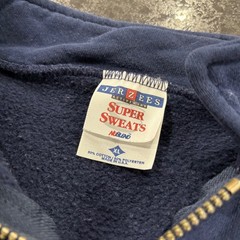 Vintage Jerzees Super Sweats Quarter Zip Mann Mustangs Navy Blue Sweatshirt XL