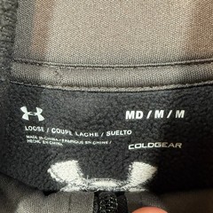 Under Armour Sweatshirt Mens Medium Black ColdGear Waffle Knit Fleece 1/4 Zip