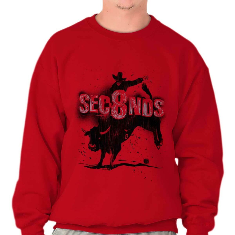 Eight Seconds Country Bull Riding Cowboy Gift Men’s Long Sleeve Crew Sweatshirt