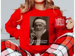 Retro Santa Sweatshirt Trendy Holiday Christmas Apparel Top