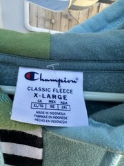 CHAMPION Classic Fleece Hoodie Zip-up Sweatshirt Bold Colorblock Abstract Sz XL