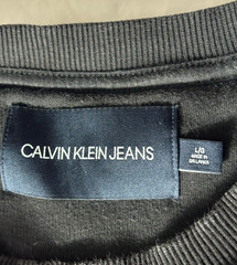 Calvin Klein Jeans Men’s Black Sweatshirt White Spell-Out Long Sleeve Cotton Lg