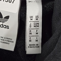 Adidas Men Hoodie M Black Trefoil Activewear Logo Drawstring Long Sleeve