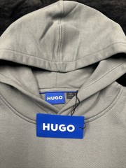 Hugo Boss Men’s Niftyhood Logo Cotton French Terry Pullover Hoodie-Slate Gray/XL