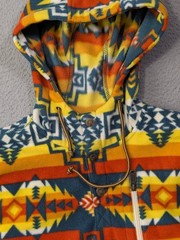 Dravus Fleece Hoodie Size Large Southwestern Aztec 1/4 Snap Jacket Colorful