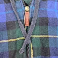 L.L. Bean Flannel Hoodie Mens M Relaxed Fit Full Zip Plaid Blue Green 502092 M