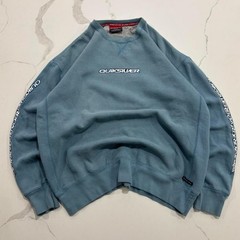 Vintage 2000s Quiksilver Quad Hit Turquoise Blue Heavyweight Cotton Crewneck