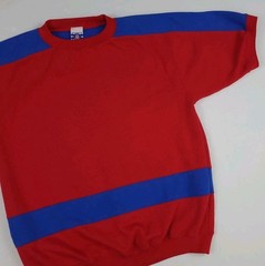 Vintage 90s Pro Spirit Colorblock Stripe Short Sleeve Sweatshirt Sport Athletic