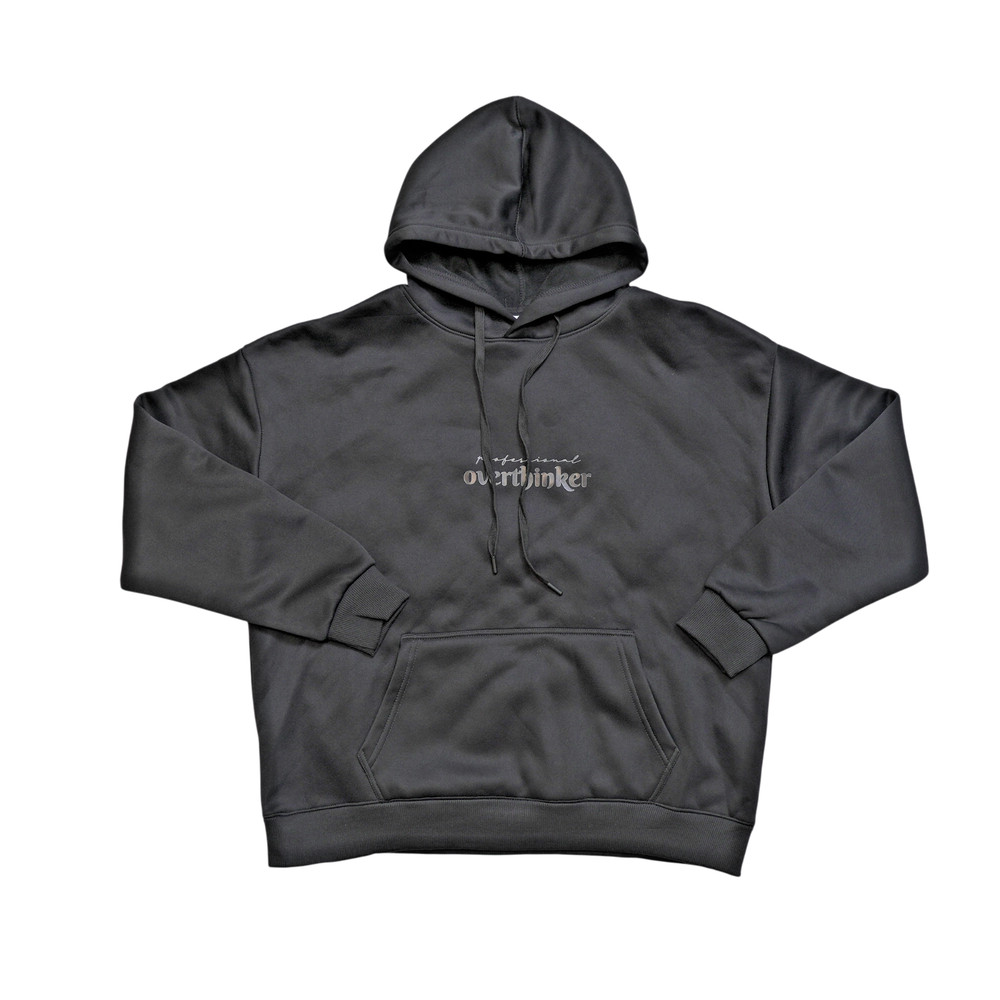 NWOT Overthinker Black Pullover Hoodie Unisex One Size Minimalist Graphic