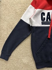 Canada 1867 Colorblock Hoodie Red White Blue Maple Leaf Sleeve Size Small