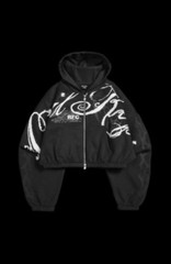 Civil Regime Letter To You Ultra Crop Full Zip Hooded Hoodie Black L