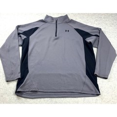 Under Armour 2XL Pullover Mens Gray Black 1/4 Zip ColdGear Waffle Knit Loose Fit