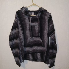 Molina Pullover Mexican Baja Pocket Hoodie Striped Colors Mens – Size M Hippie