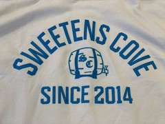 Sweetens Cove Golf Club Hoodie Sportique White with Blue Letter Medium