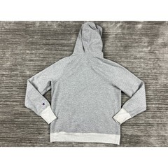 Champion Hoodie Mens Small Gray Script Logo Pullover GF934 Raglan Fleece Sport