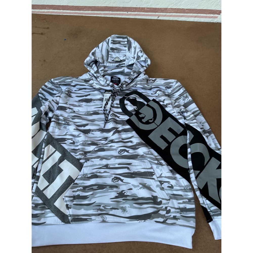 Ecko Unltd Mens White Camo Hoodie Rhino Logo Streetwear Sweatshirt XL EO31H642