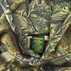 Cabela’s Hoodie Mens XL Green Pullover Camouflage Embroidered Logo Lined Pockets