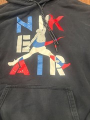 Nike air Jordan Black Hoodie with Red, White, and Blue Nike Air Logo – Medium