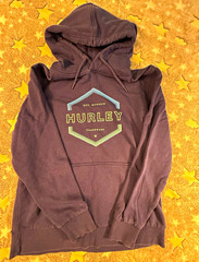 Hurley Pullover Hoodie Sweatshirt Mens L Black Drawstring Graphic Logo Pockets