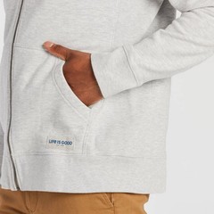 NEW Mens LIFE IS GOOD Solid Simply True Fleece Zip Hoodie Light Heather Gray XL