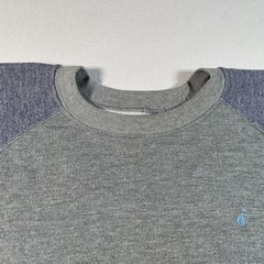 Vintage 70s 80s Sweatshirt Mens Large Gray Blue Color Block Raglan Pullover