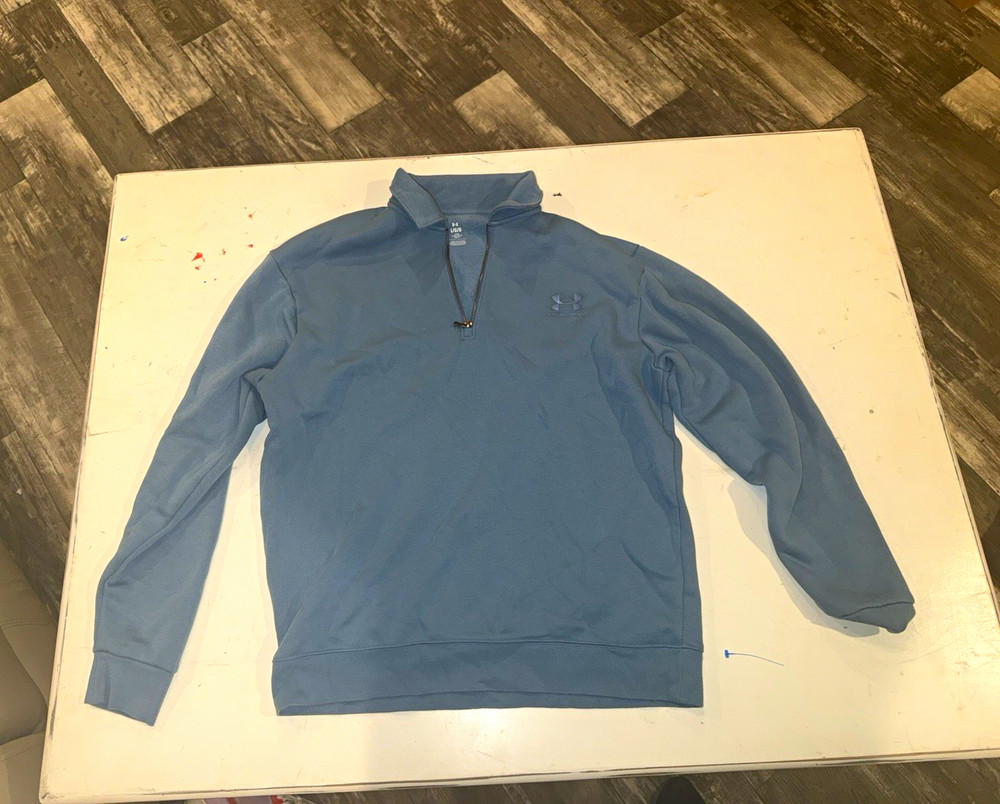 Under Armour Men’s Blue Fleece 1/4 Zip Mock Neck Loose Fit Sweatshirt L/G