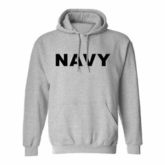 US “NAVY” Hooded Sweatshirt in Gray – Adult Small to 5X