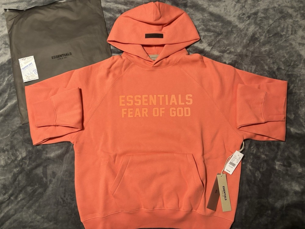 NWT Fear of God Essentials Coral Hoodie Size XS 100% Authentic✅