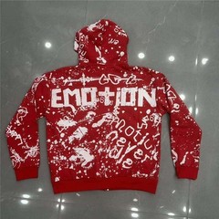 Mixed Emotion – Printed Lettering Print Zippered Hooded Sweatshirt
