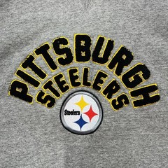NFL Team Apparel STEELERS Football Hoodie Size XL Gray, Embroidered Puffy Logo