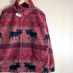 For Seasons Sweater Adult Size Large Red Long Sleeve Men’s Fleece Zip Up