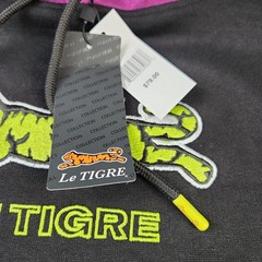 Le Tigre Black Color Block Pull Over Hoodie Size M Green Logo Streetwear New