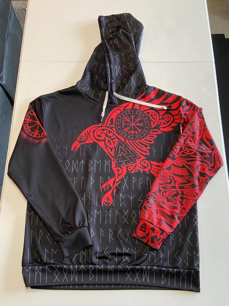 Viking Armor Raven Hoodie Mens Large Polyester/spandex Blend