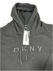 DKNY Hoodie Mens Larger Black Fleece Long Sleeves Hooded Sweatshirt Pullover NWT