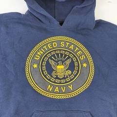 Soffe US Navy Hoodie Mens Medium Blue United States Navy Graphic Sweatshirt USA