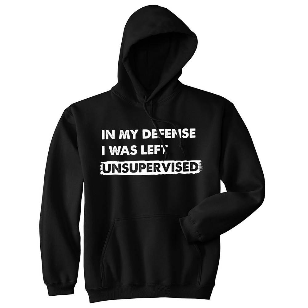In My Defense I Was Left Unsupervised Unisex Hoodie Funny Misbehaving Adulting
